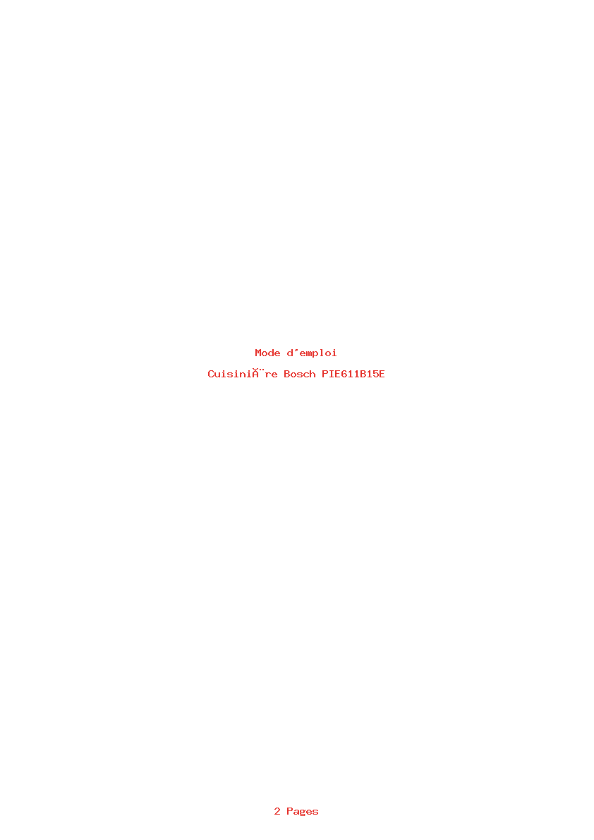 Page 1 de la notice Mode d'emploi Bosch PIE611B15E