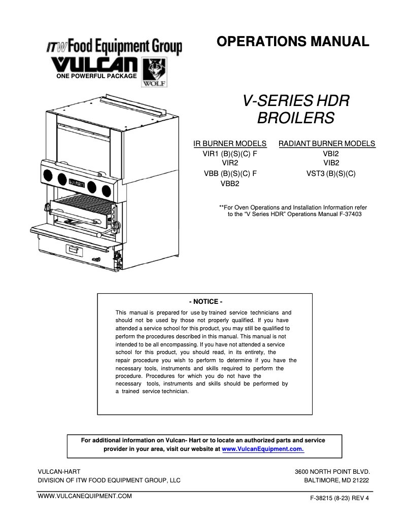 Page 1 de la notice Manuel utilisateur Vulcan VBI2