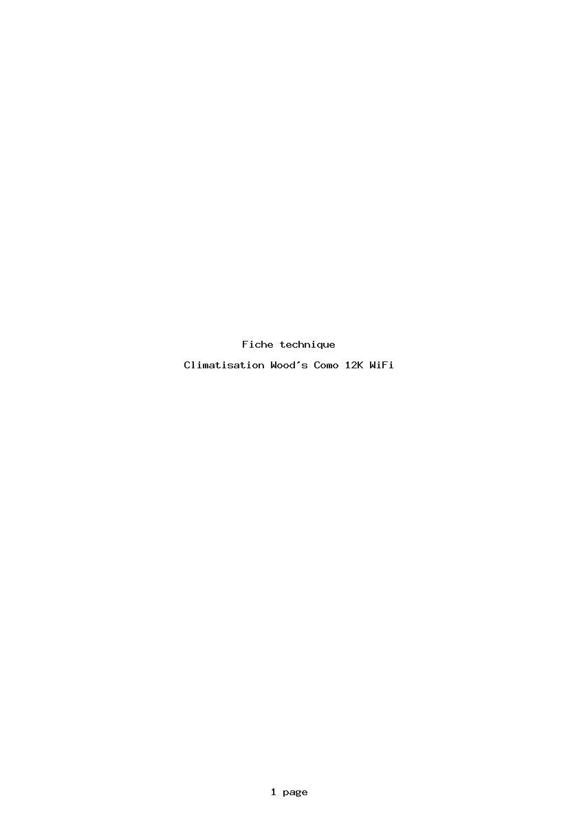 Page 1 de la notice Fiche technique Wood's Como 12K WiFi