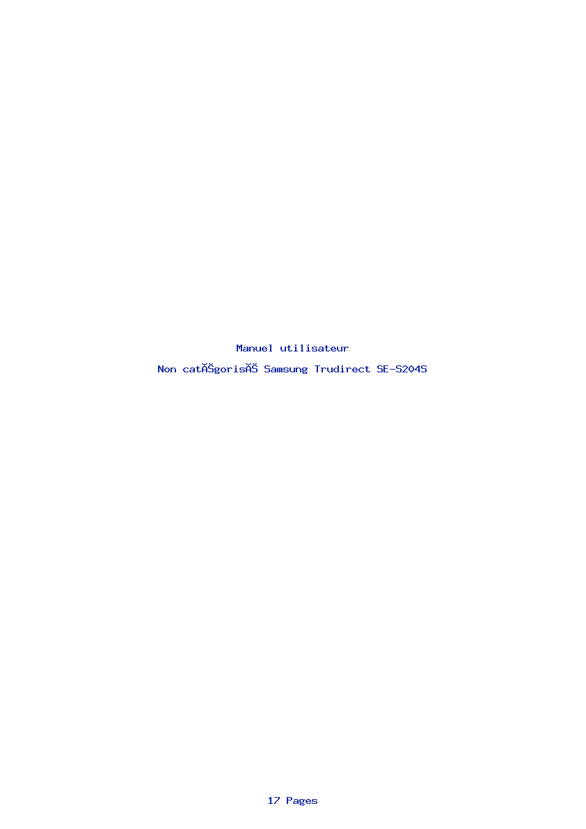 Page 1 de la notice Manuel utilisateur Samsung Trudirect SE-S204S