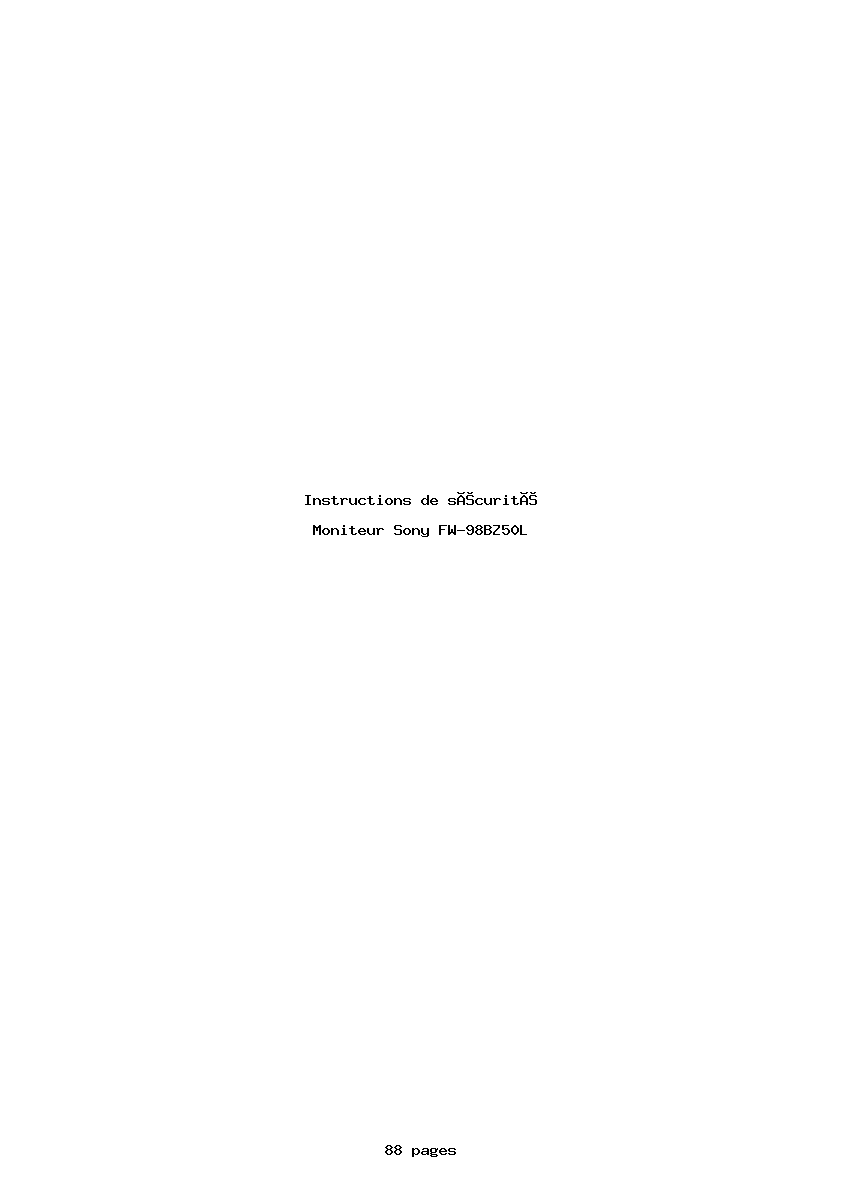 Page 1 de la notice Instructions de sécurité Sony FW-98BZ50L