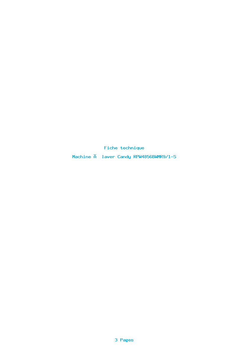Page 1 de la notice Fiche technique Candy RPW4856BWMR9/1-S