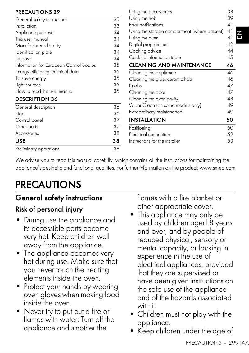 Página 1 del manual Manual de usuario Smeg C6IMMBM2