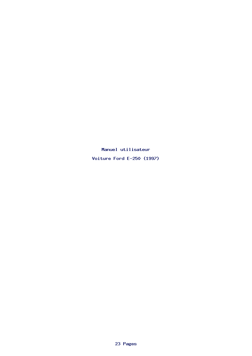 Page 1 de la notice Manuel utilisateur Ford E-250 (1997)
