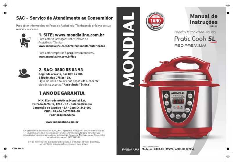 Página 1 del manual Manual de usuario Mondial Pratic Cooker PE-12