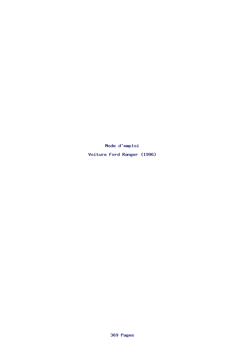 Page 1 de la notice Mode d'emploi Ford Ranger (1996)