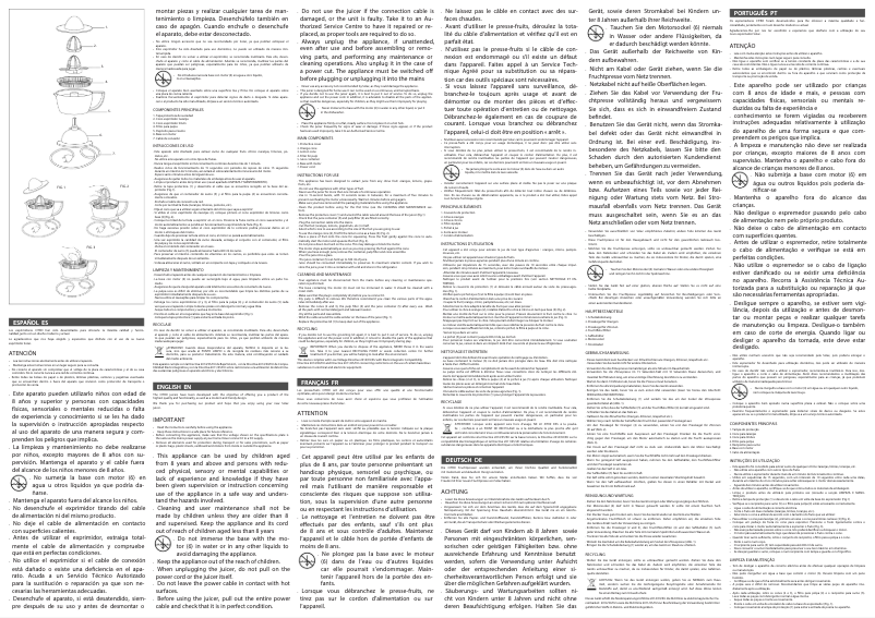 Page 1 de la notice Manuel utilisateur Solac Citro 40