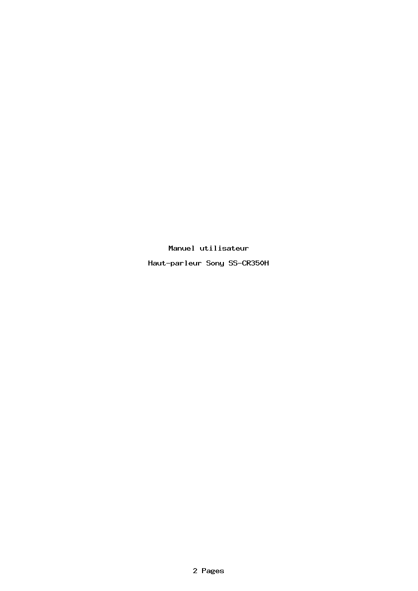 Page 1 de la notice Manuel utilisateur Sony SS-CR350H