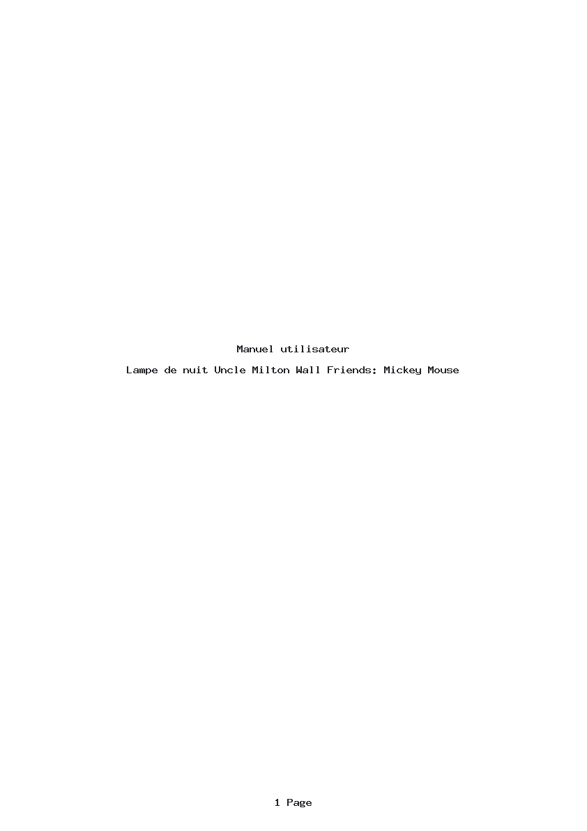 Page 1 de la notice Manuel utilisateur Uncle Milton Wall Friends: Mickey Mouse