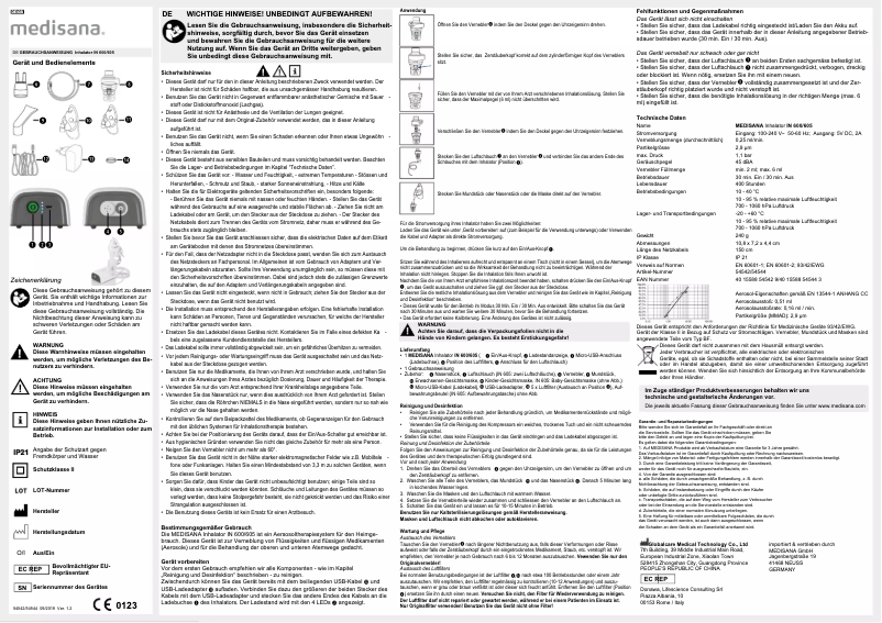 Page 1 de la notice Manuel utilisateur Medisana IN 605