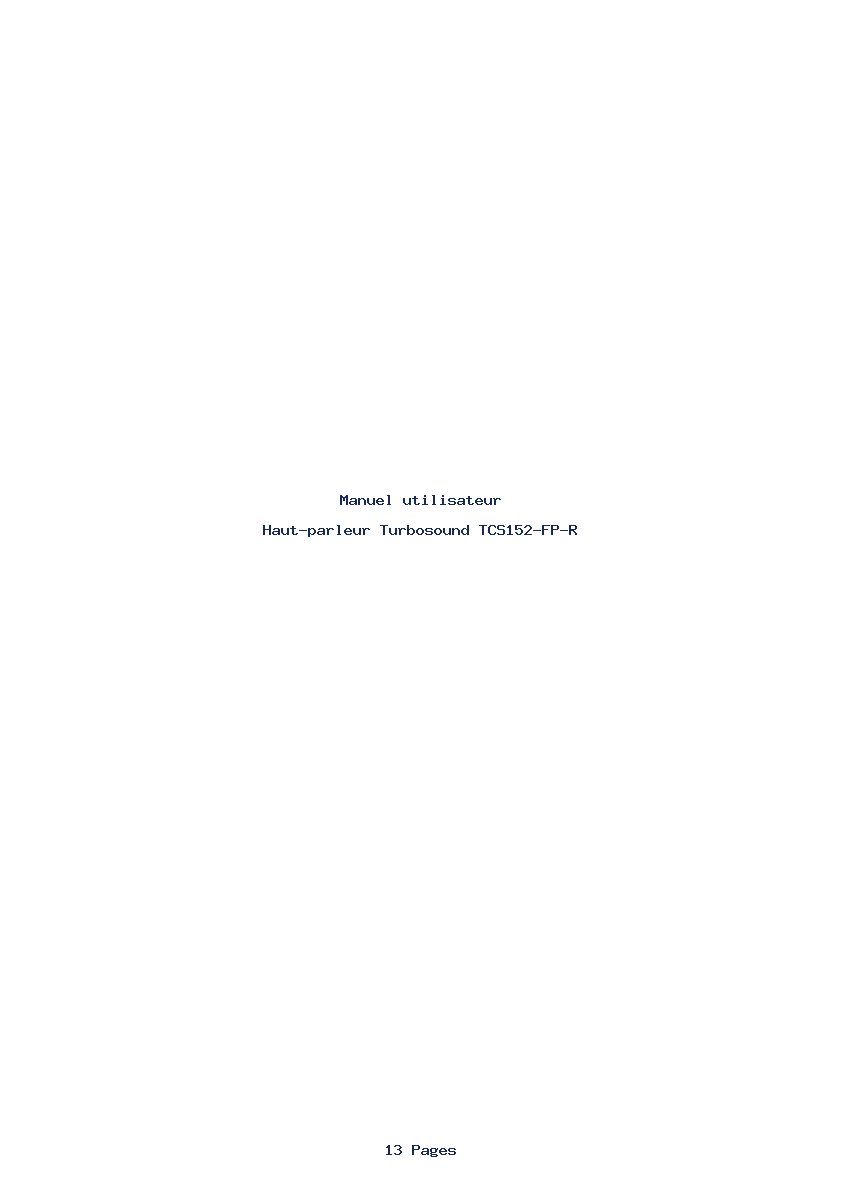 Page 1 de la notice Manuel utilisateur Turbosound TCS152-FP-R