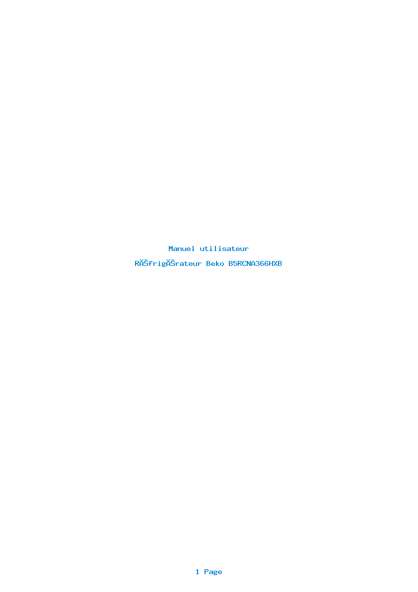 Page 1 de la notice Manuel utilisateur Beko B5RCNA366HXB