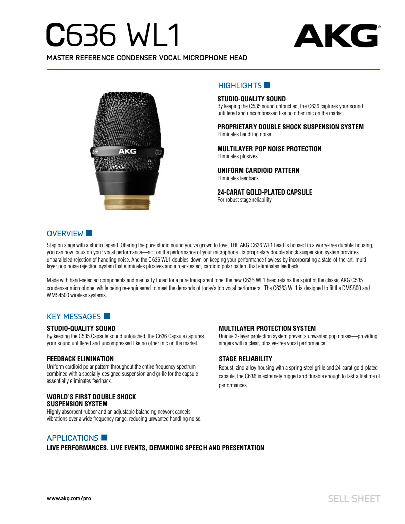 Page 1 de la notice Manuel utilisateur AKG C636 WL1