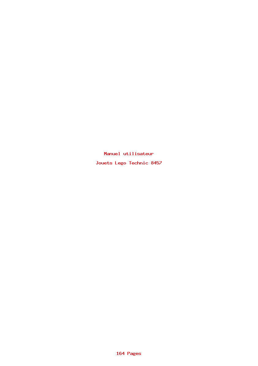 Page 1 de la notice Manuel utilisateur Lego Technic 8457
