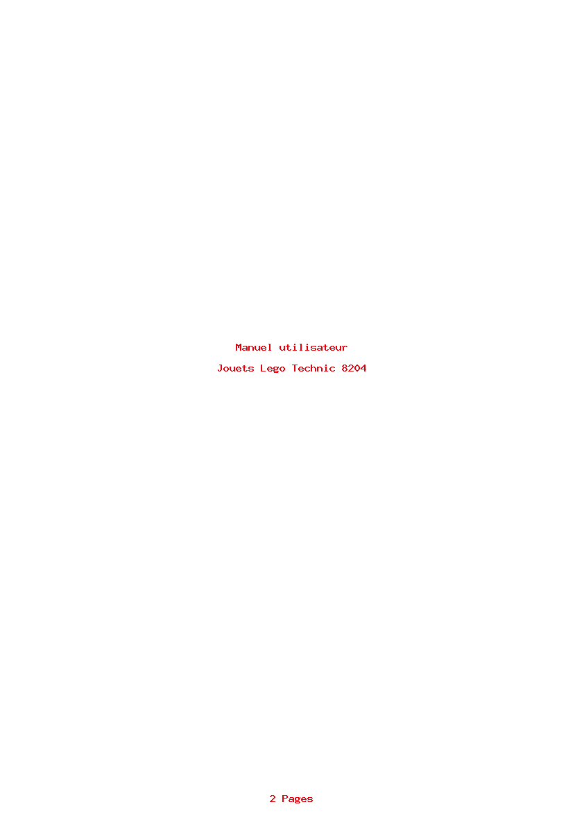 Page 1 de la notice Manuel utilisateur Lego Technic 8204