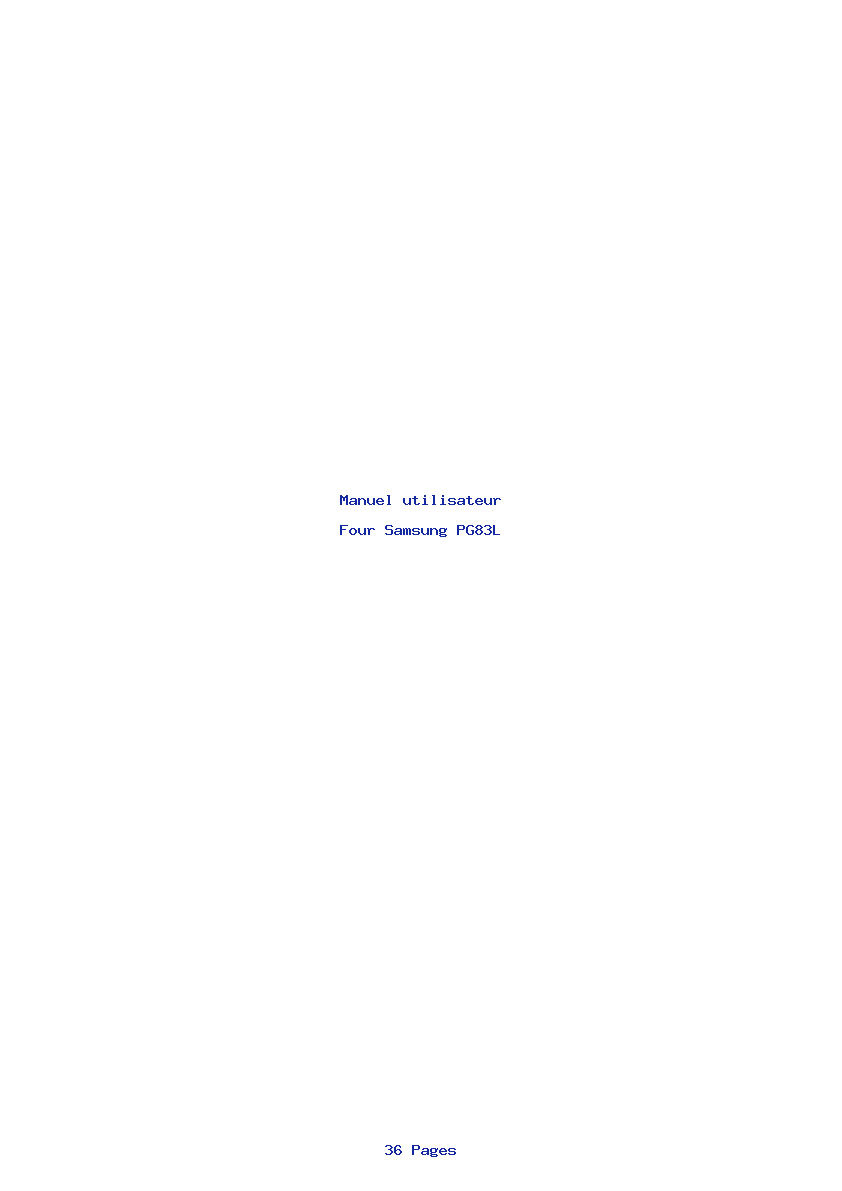 Page 1 de la notice Manuel utilisateur Samsung PG83L
