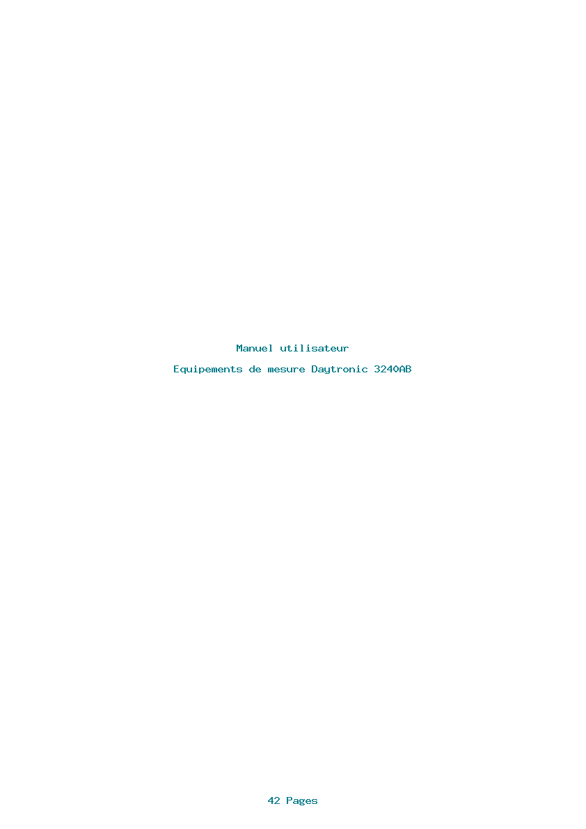 Page 1 de la notice Manuel utilisateur Daytronic 3240AB