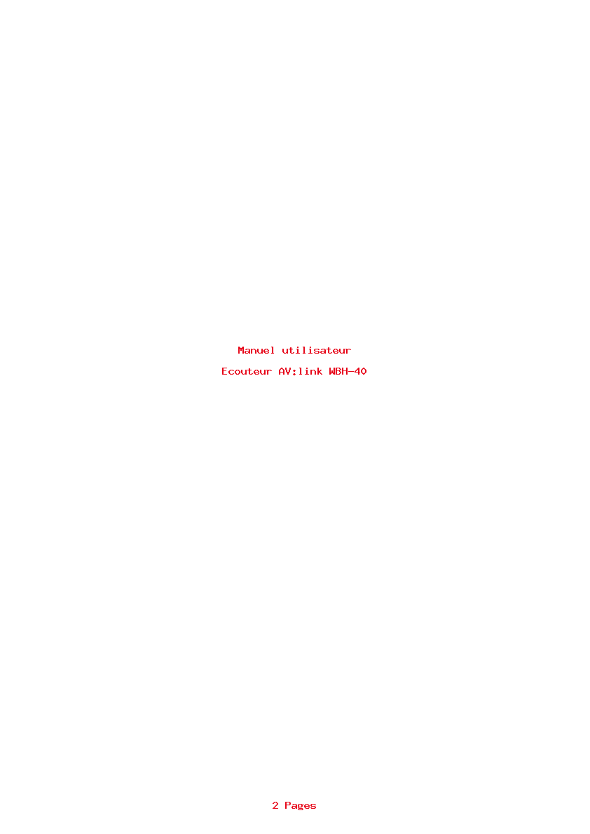 Page 1 de la notice Manuel utilisateur AV:link WBH-40