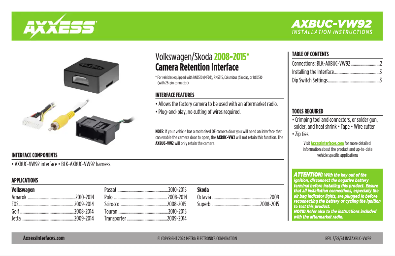 Page 1 de la notice Manuel utilisateur AXESS AXBUC-VW92