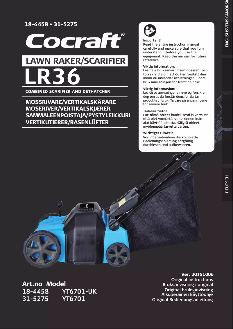 Page 1 de la notice Manuel utilisateur Cocraft LR36