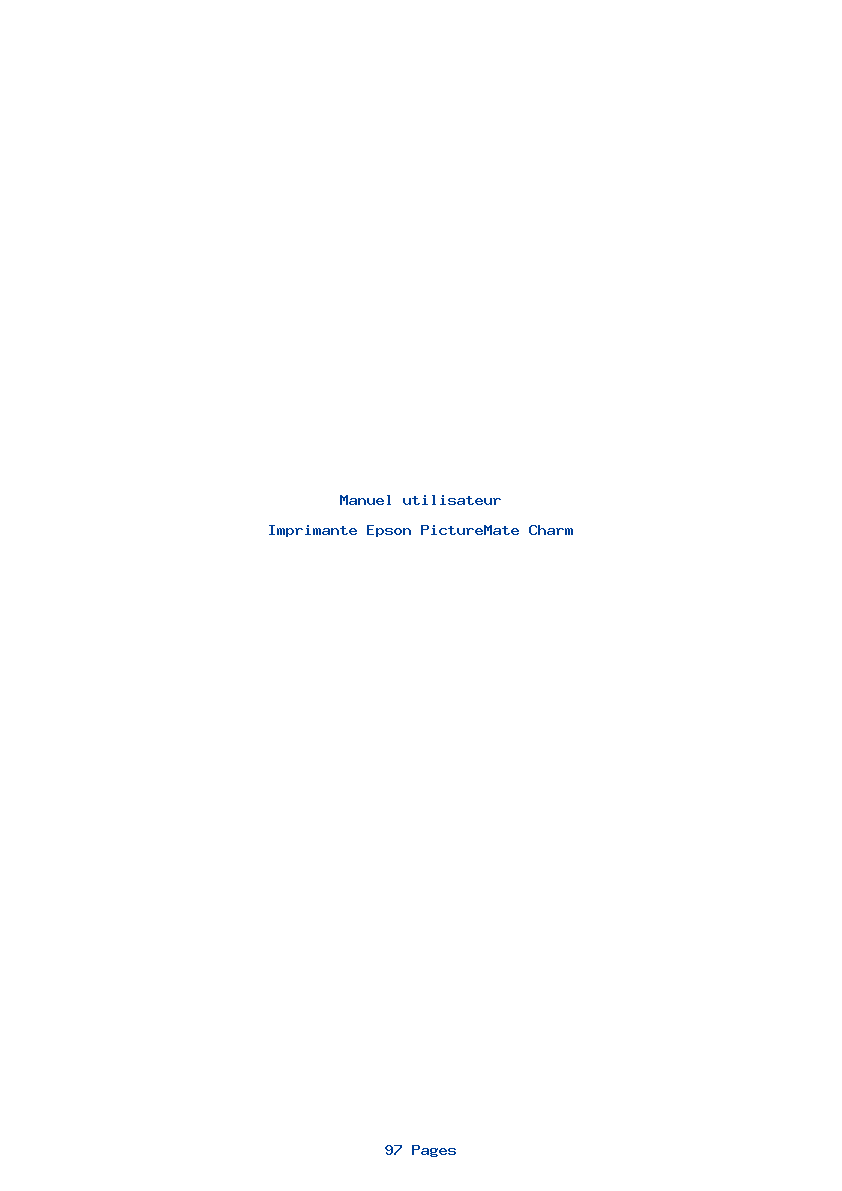 Page 1 de la notice Manuel utilisateur Epson PictureMate Charm