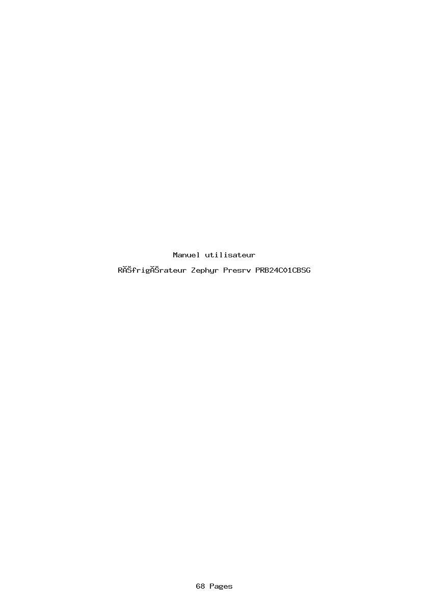 Page 1 de la notice Manuel utilisateur Zephyr Presrv PRB24C01CBSG