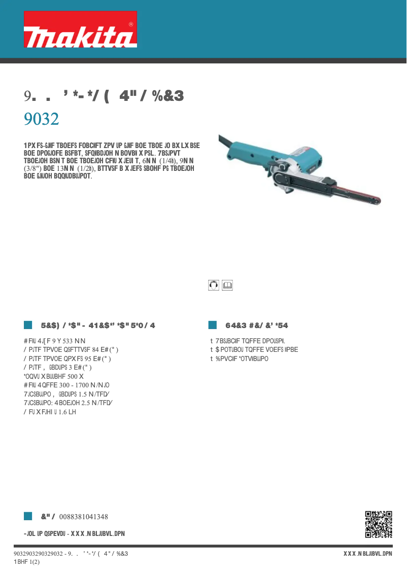 Page 1 de la notice Fiche technique Makita 9032