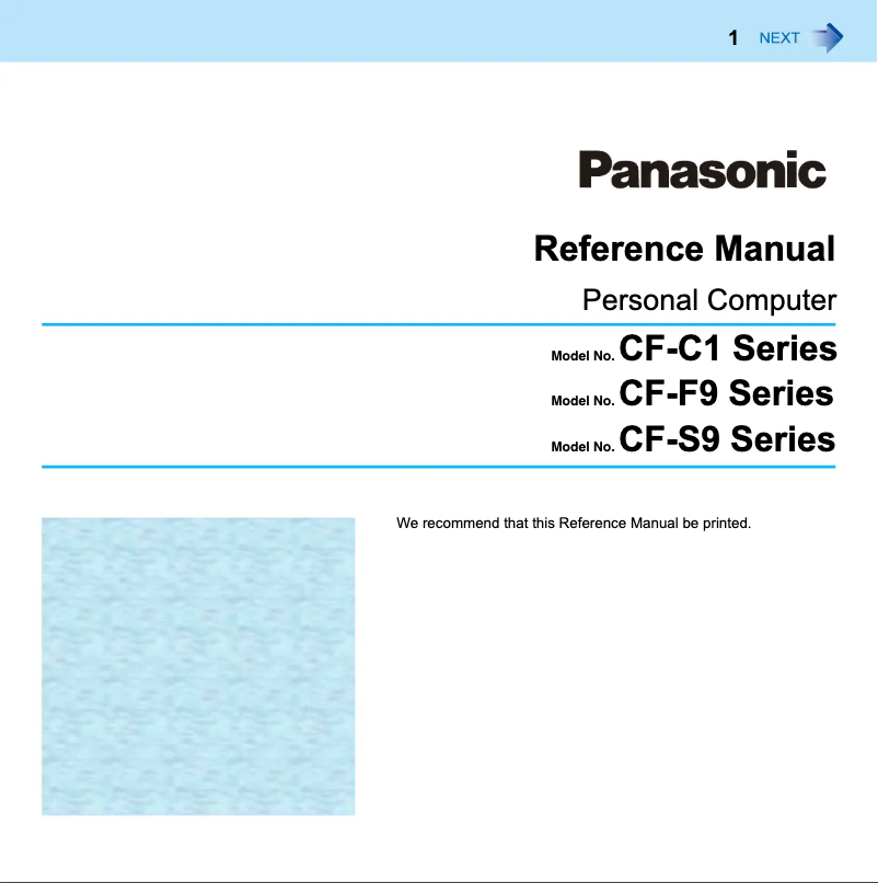 Page 1 de la notice Manuel utilisateur Panasonic Toughbook F9