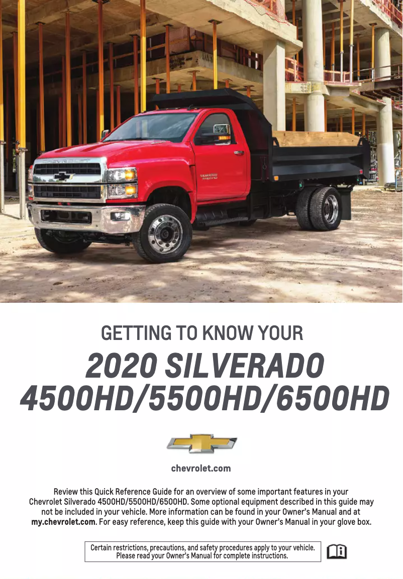 Page 1 de la notice Guide de démarrage rapide Chevrolet Silverado (2020)