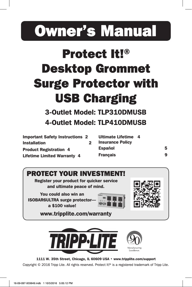 Página 1 del manual Manual de usuario Tripp Lite Protect It! TLP310DMUSB