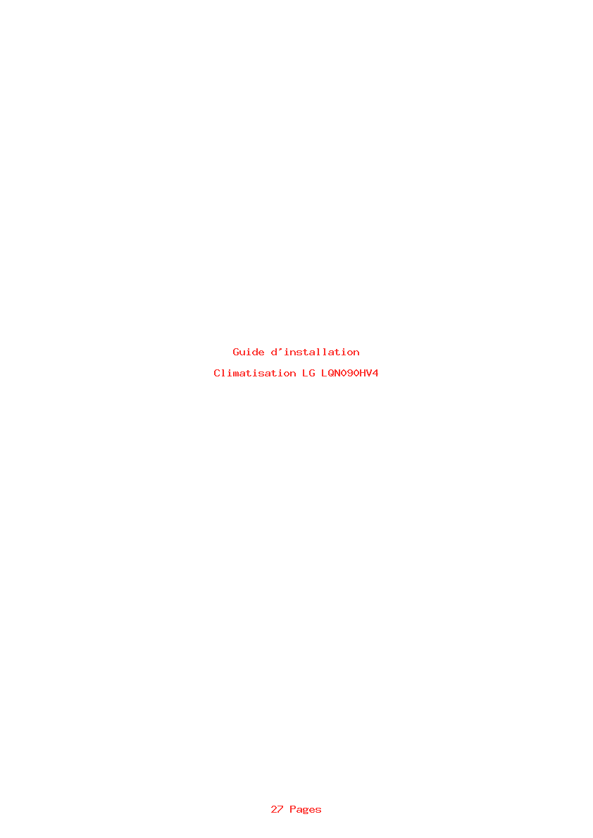 Page 1 de la notice Guide d'installation LG LQN090HV4