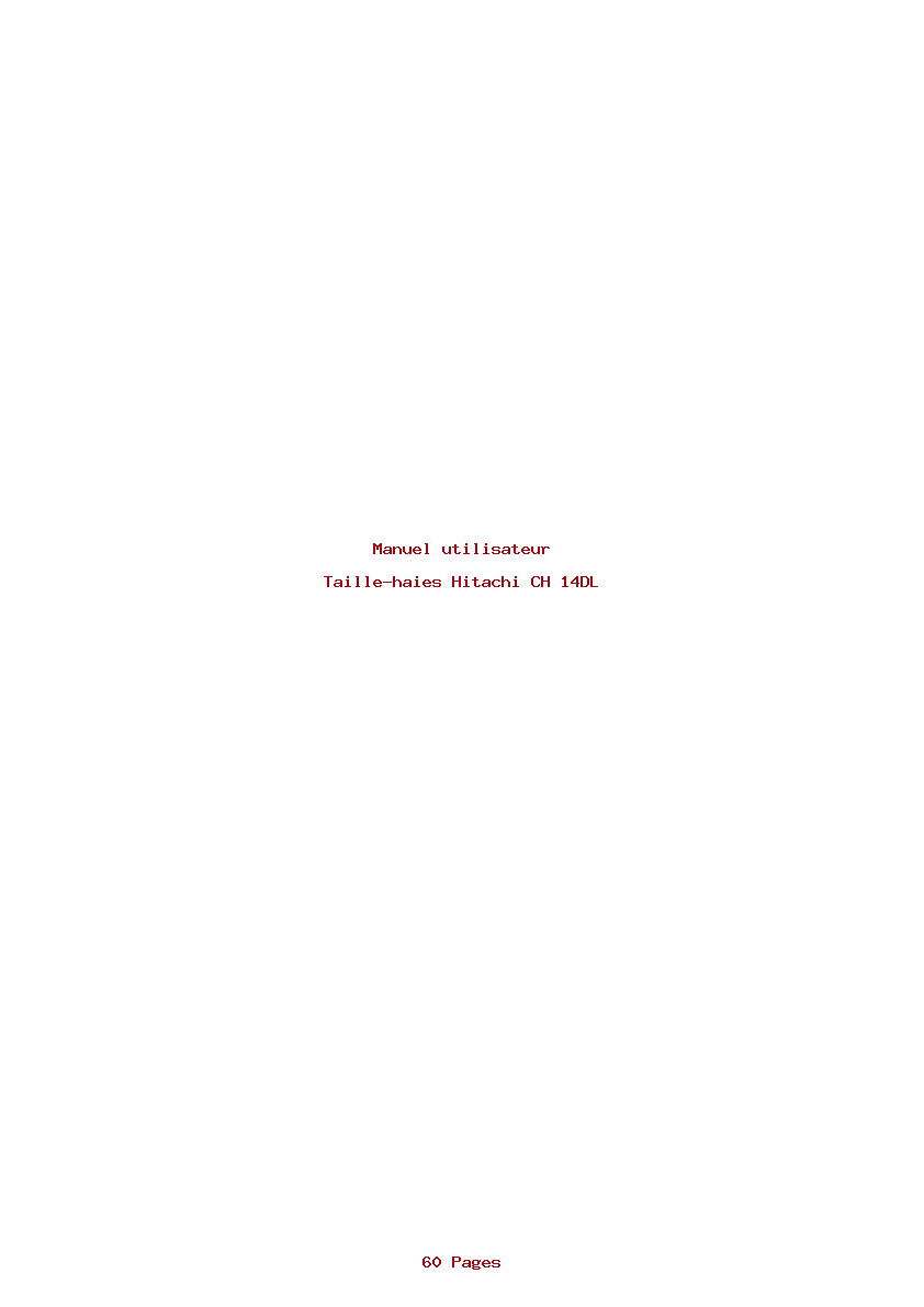 Page 1 de la notice Manuel utilisateur Hitachi CH 14DL