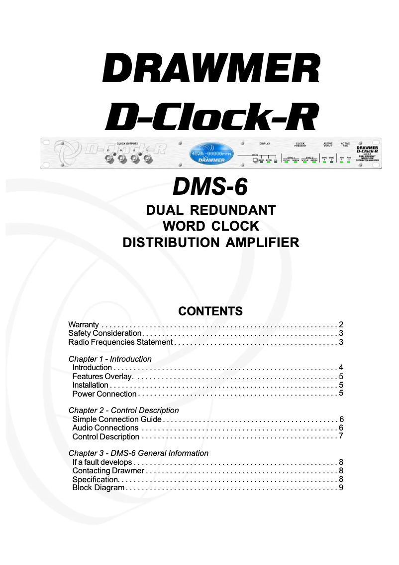 Página 1 del manual Manual de usuario Drawmer D-Clock-R DMS-6