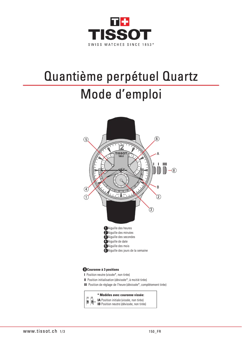 Page 1 de la notice Manuel utilisateur Tissot PRS 516 Powermatic 80
