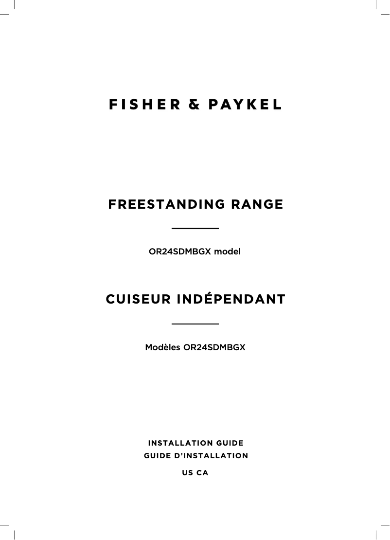 Página 1 del manual Guía de instalación Fisher & Paykel OR24SDMBGX2N