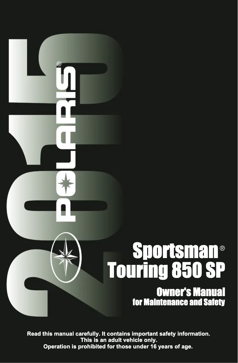 Page 1 de la notice Manuel utilisateur Polaris Sportsman Touring 850 SP (2015)