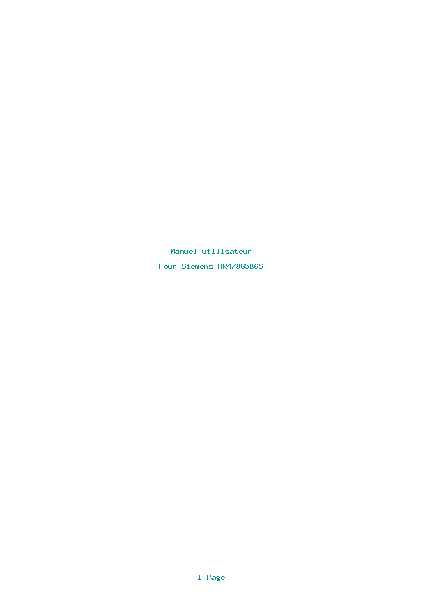 Page 1 de la notice Manuel utilisateur Siemens HR478G5B6S