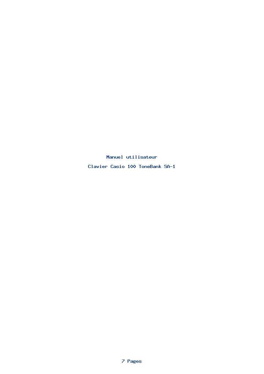 Page 1 de la notice Manuel utilisateur Casio 100 ToneBank SA-1