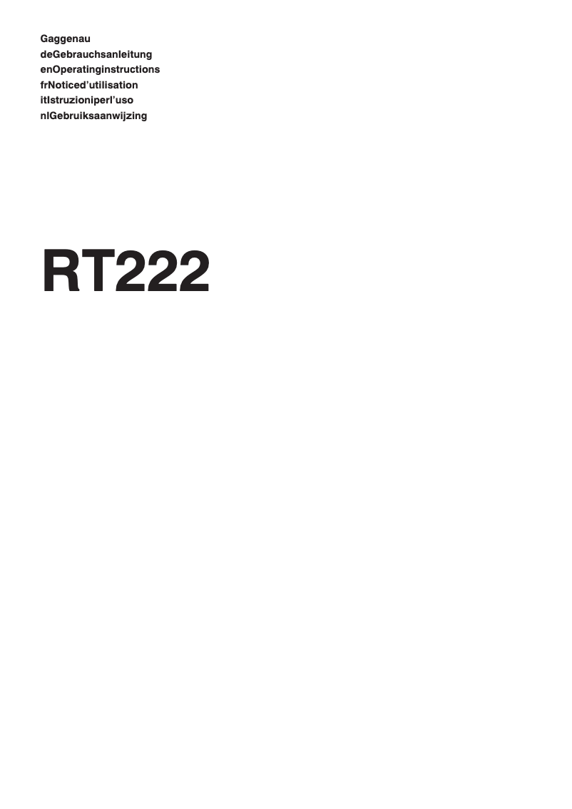 Page 1 de la notice Manuel utilisateur Gaggenau RT222101
