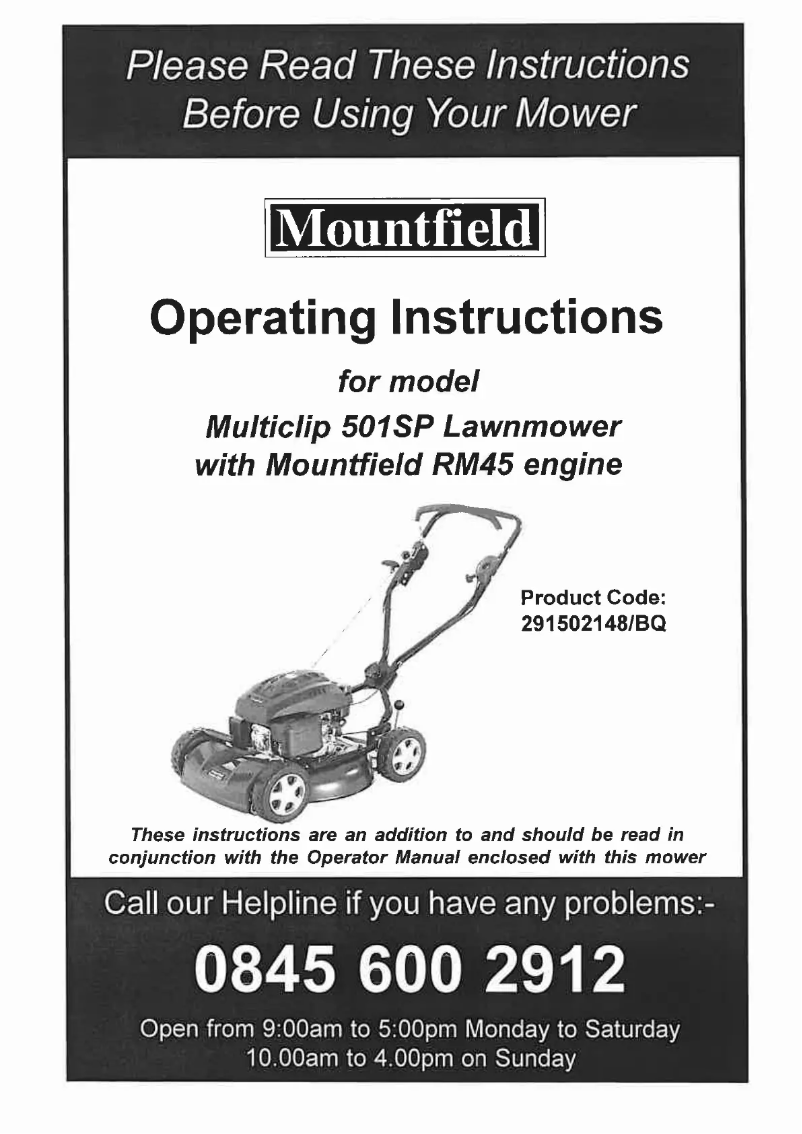 Page 1 de la notice Manuel utilisateur Mountfield Multiclip 501SP