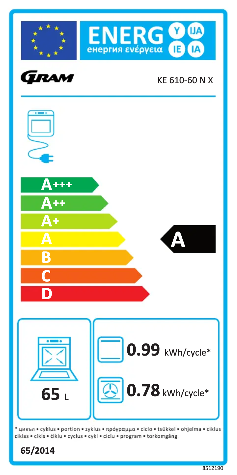 Page 1 de la notice Label énergétique Gram KE 610-60 N X