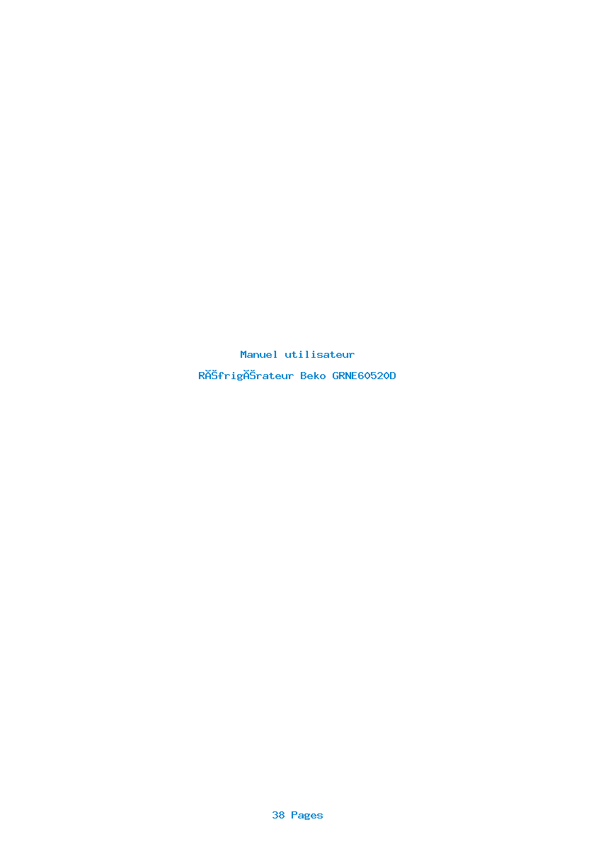 Page 1 de la notice Manuel utilisateur Beko GRNE60520D
