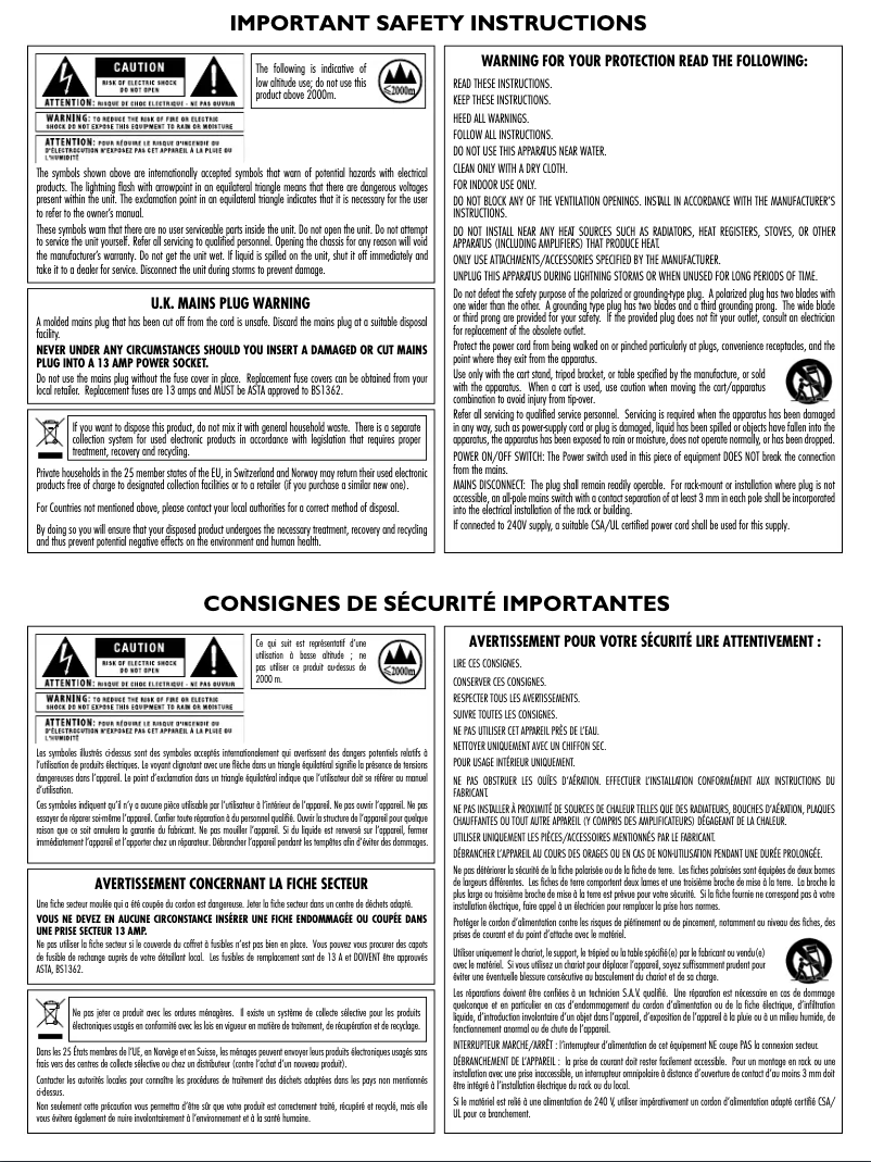 Page 1 de la notice Instructions de sécurité DBX 560A
