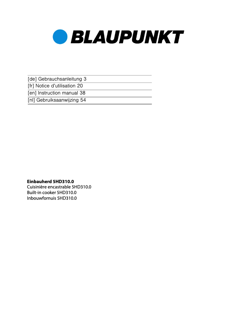 Page 1 de la notice Mode d'emploi Blaupunkt 5HD31050