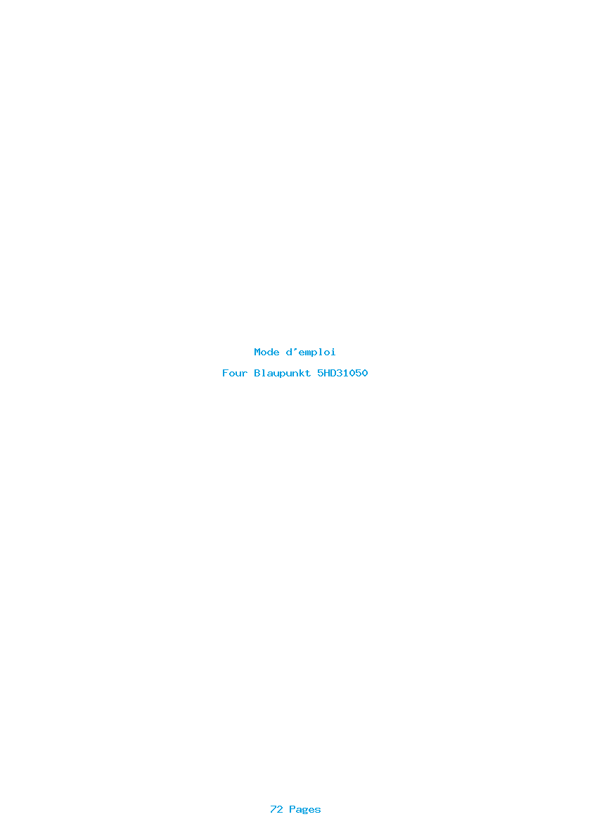 Page 1 de la notice Mode d'emploi Blaupunkt 5HD31050