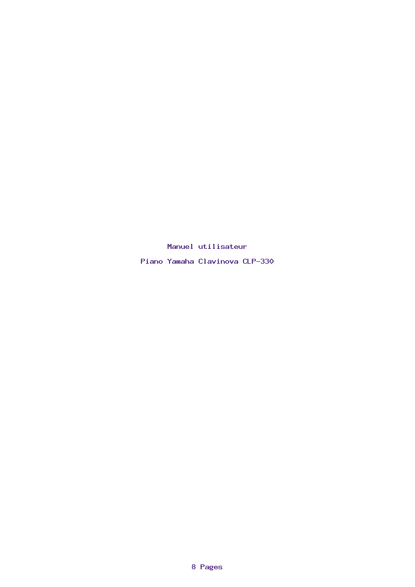 Page 1 de la notice Manuel utilisateur Yamaha Clavinova CLP-330
