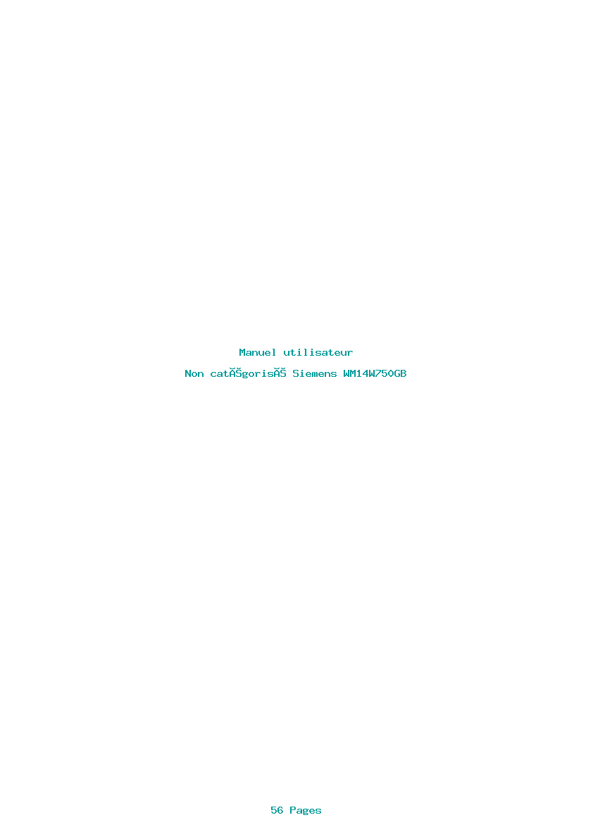 Page 1 de la notice Manuel utilisateur Siemens WM14W750GB