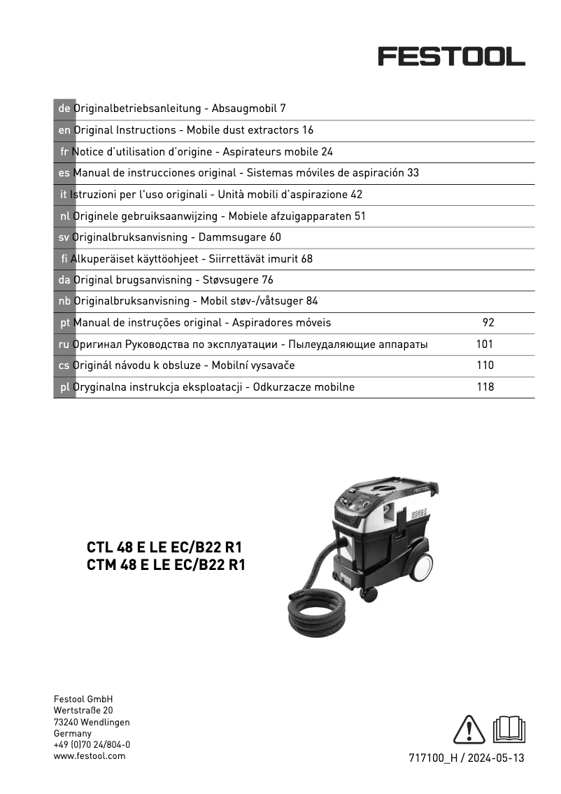 Page 1 of the manual User Manual Festool CTM 48 E LE EC B22 R1