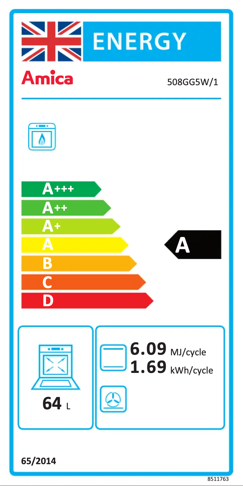 Page 1 de la notice Label énergétique Amica 508GG5W