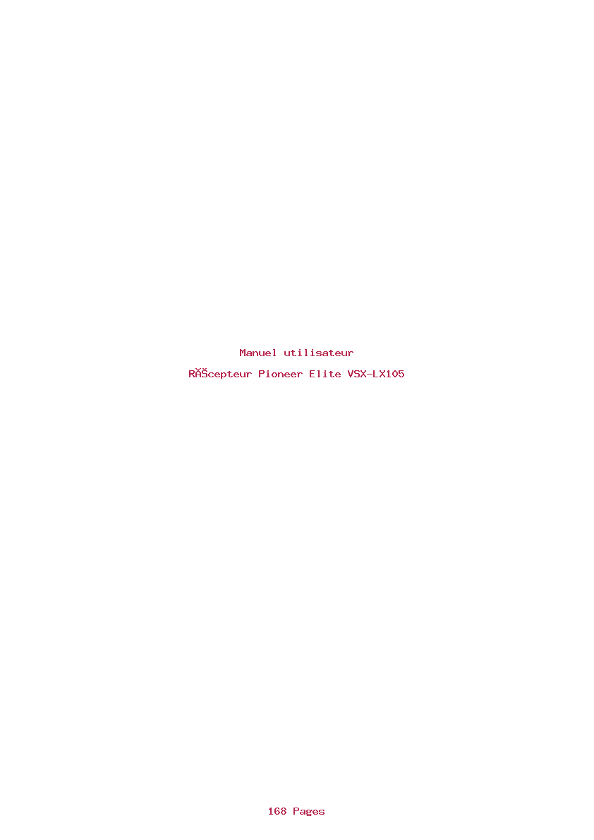Page 1 de la notice Manuel utilisateur Pioneer Elite VSX-LX105